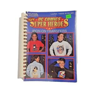 Vintage DC Comics Super Heroes Iron-On Transfers Book Batman Superman Joker 90s
